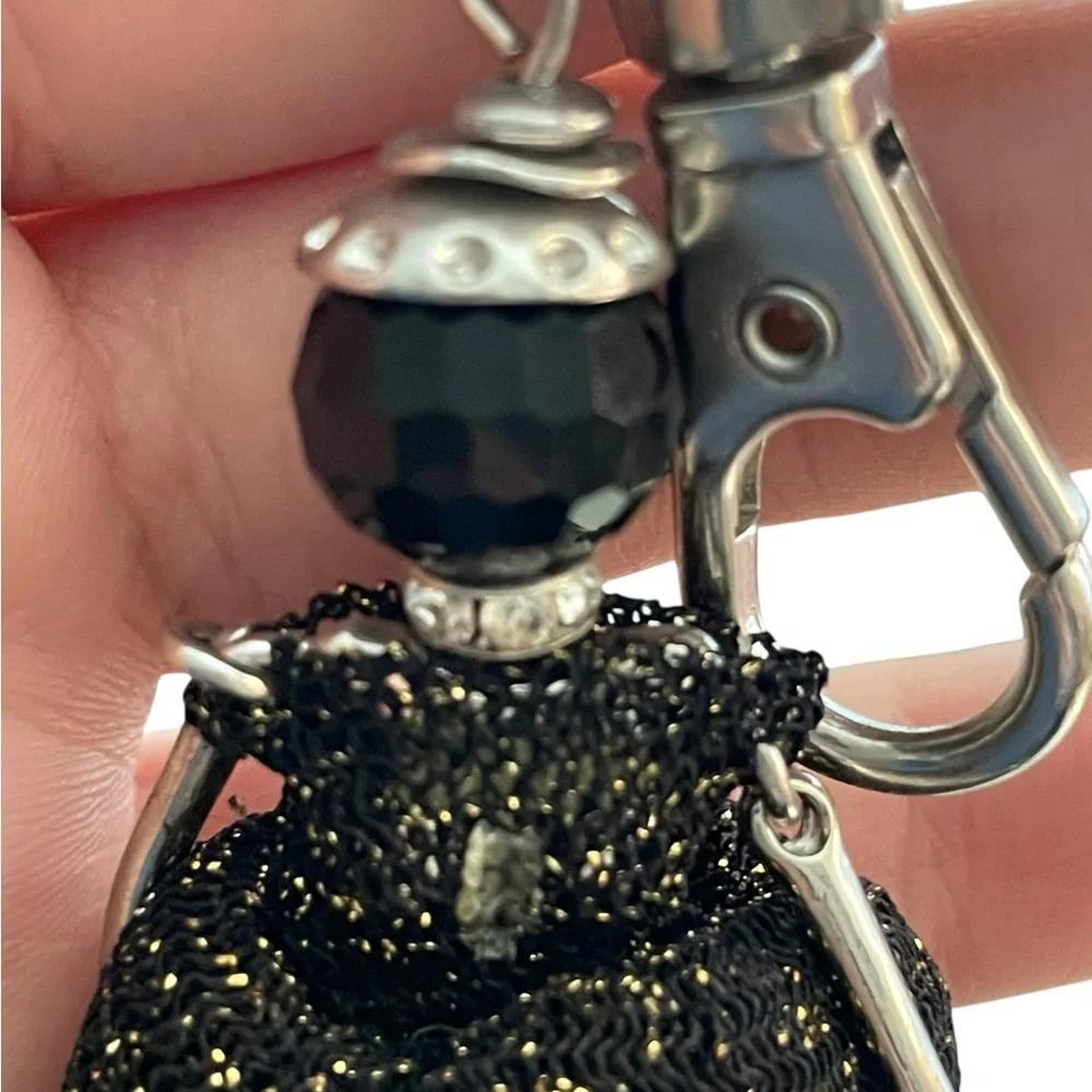 Fashion Doll Keychain Charm in Black Glitter, Sparkle Key ring - Picture 9 of 13